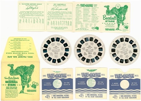 1953 Sawyers View-Master Reels "Major League Baseball Stars" Complete Set (3) with Original Packaging - Featuring Berra, Campanella and Irvin